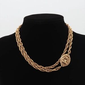 Authentic CHANEL vintage gold plated medallion necklace